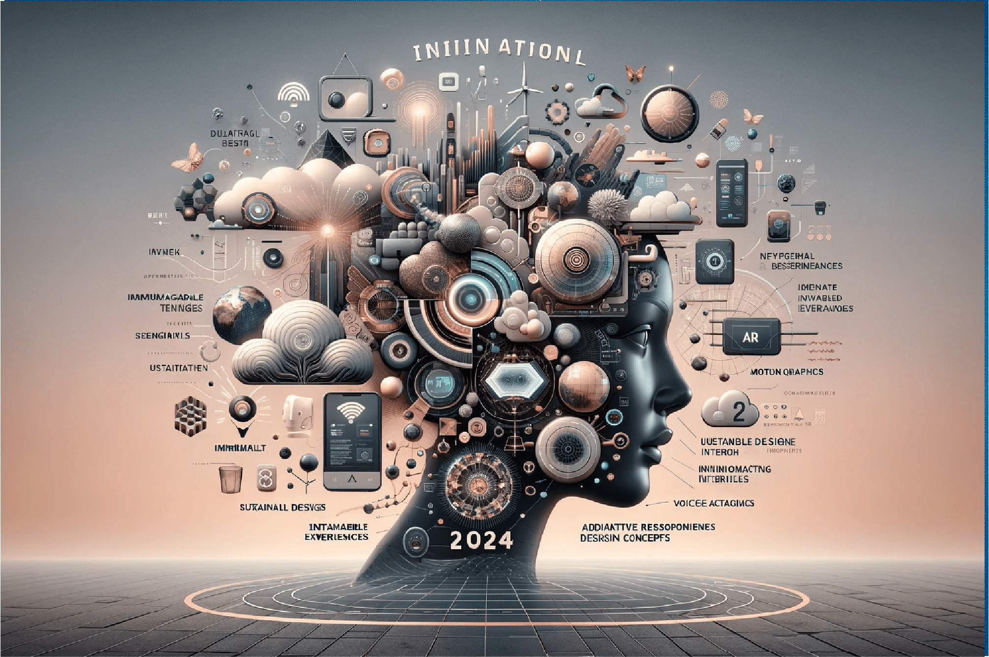 2024 digital design trends: AI, AR/VR, minimalism, sustainability, 3D graphics, and adaptive UI