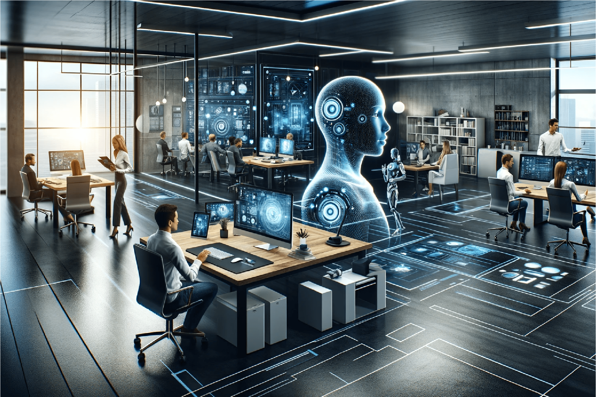 AI integration in modern design, depicting technology and creativity